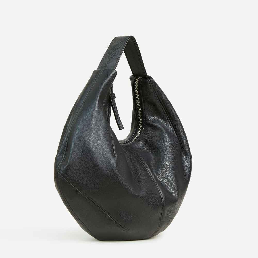 Caprice Seam Detail Shaped Shoulder Bag In Black Faux Leather | EGO (UK)