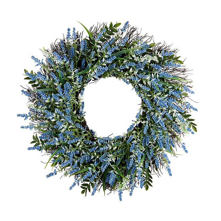 New! Blue Foam Mixed Fern and Berry Wreath | Kirklands