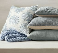 Coral Embroidered Pillow Cover | Pottery Barn (US)