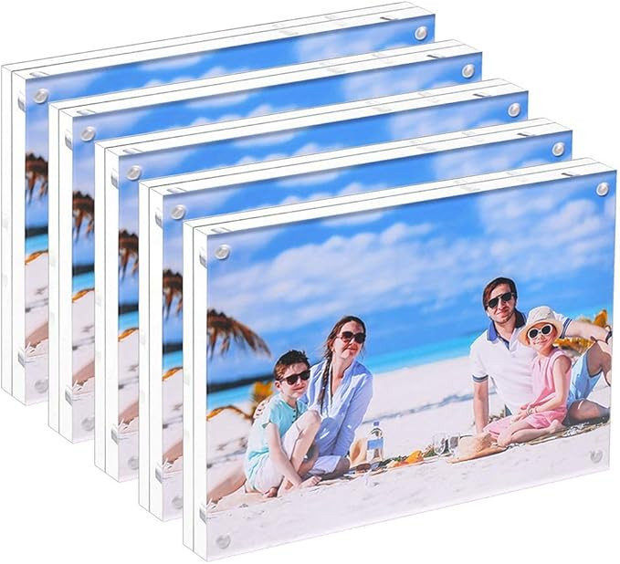 5 Pack Acrylic Picture Frame 5x7 Clear Double Sided Magnetic Picture Frameless Desktop Display wi... | Amazon (US)