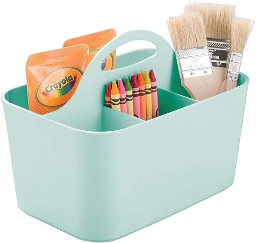 mDesign Plastic Portable Craft Storage Organizer Caddy Tote, Divided Basket Bin with Handle for C... | Amazon (US)