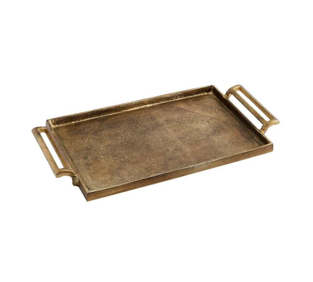 Metal Decorative Tray, Rectangle, Small - Gold | Pottery Barn (US)