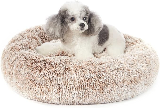 Bedfolks Calming Donut Dog Bed, 23 Inches Round Fluffy Dog Beds for Small Dogs, Machine Washable ... | Amazon (US)