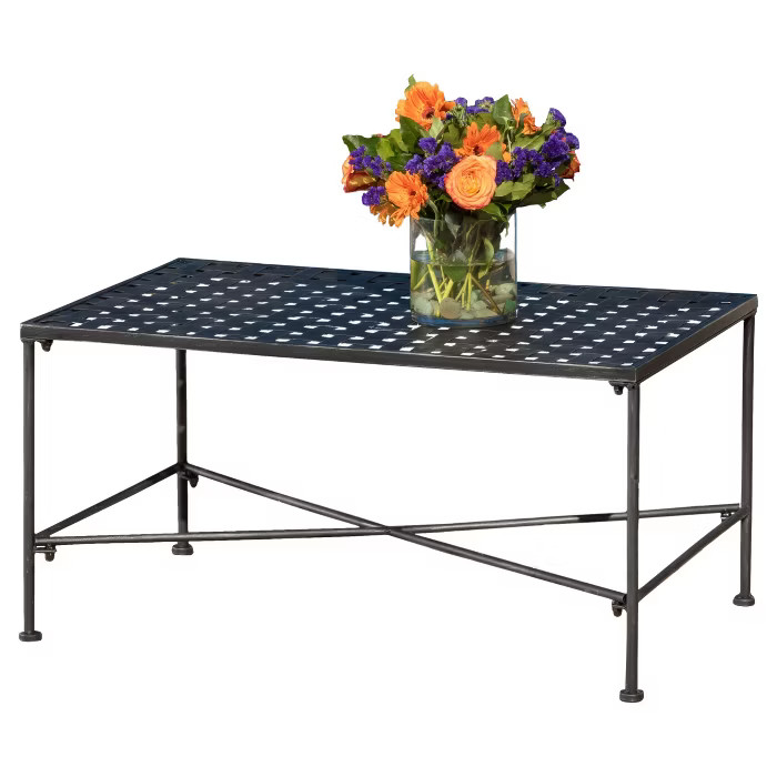 Petra Rectangle Iron Patio Coffee Table - Black - Christopher Knight Home | Target