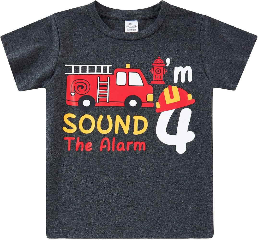 Lovekider 2-5 Years Birthday Boy Shirt Construction Party T-Shirts Excavator Cotton Short Sleeve ... | Amazon (US)