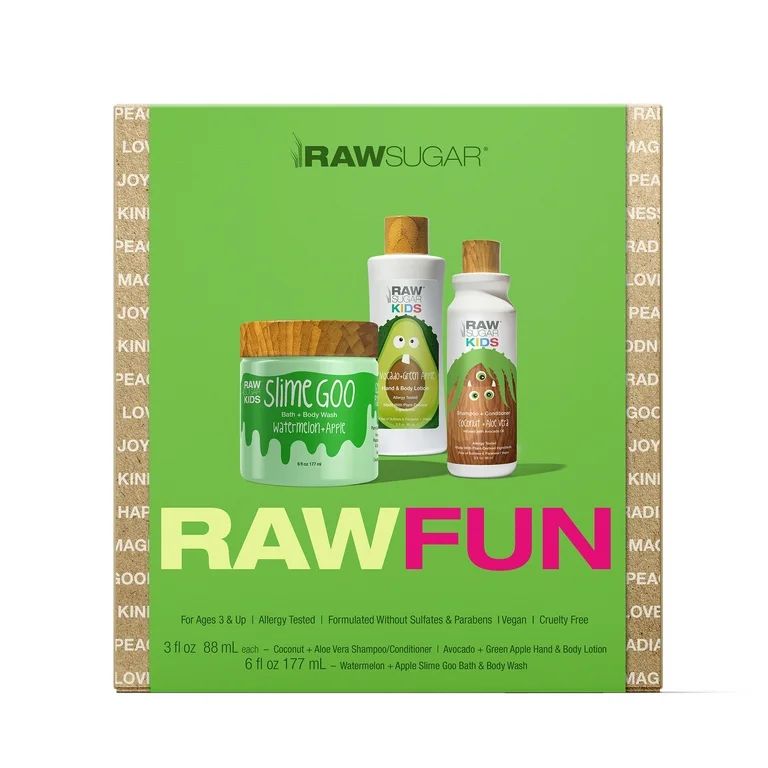 Raw Sugar Kids Raw Fun Holiday Gift Set, Includes Body Wash, Body Lotion, Shampoo & Conditioner, ... | Walmart (US)