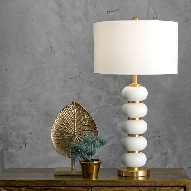 Ivory 29-inch Stacked Iron Pearls Table Lamp | Rugs USA