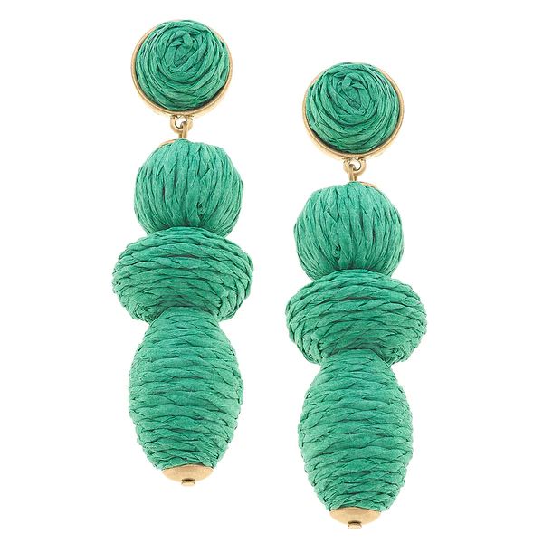 Inn on 5th Raffia Statement Earrings in Green | CANVAS