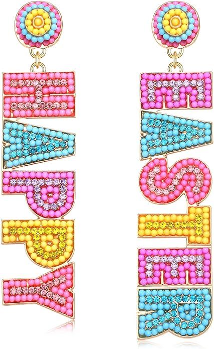 Beaded Easter Earrings for Women Easter Bunny Car Earrings Cute Rabbrit Ear Drop Drop Earrings Sp... | Amazon (US)