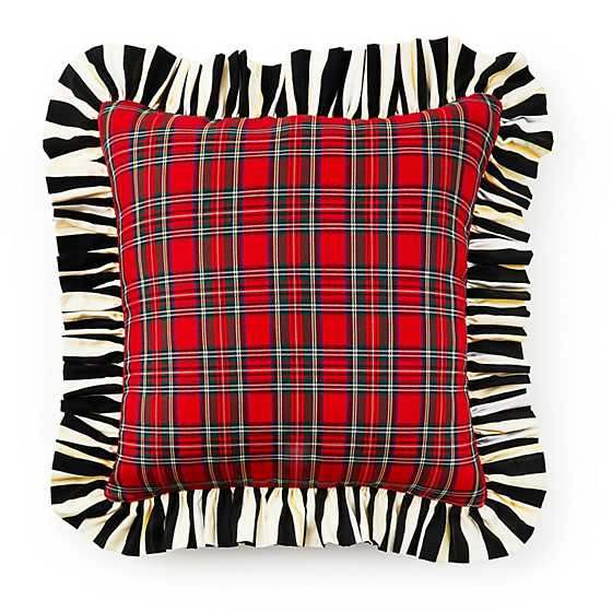 Red Tartan & Stripe Ruffle Throw Pillow | MacKenzie-Childs