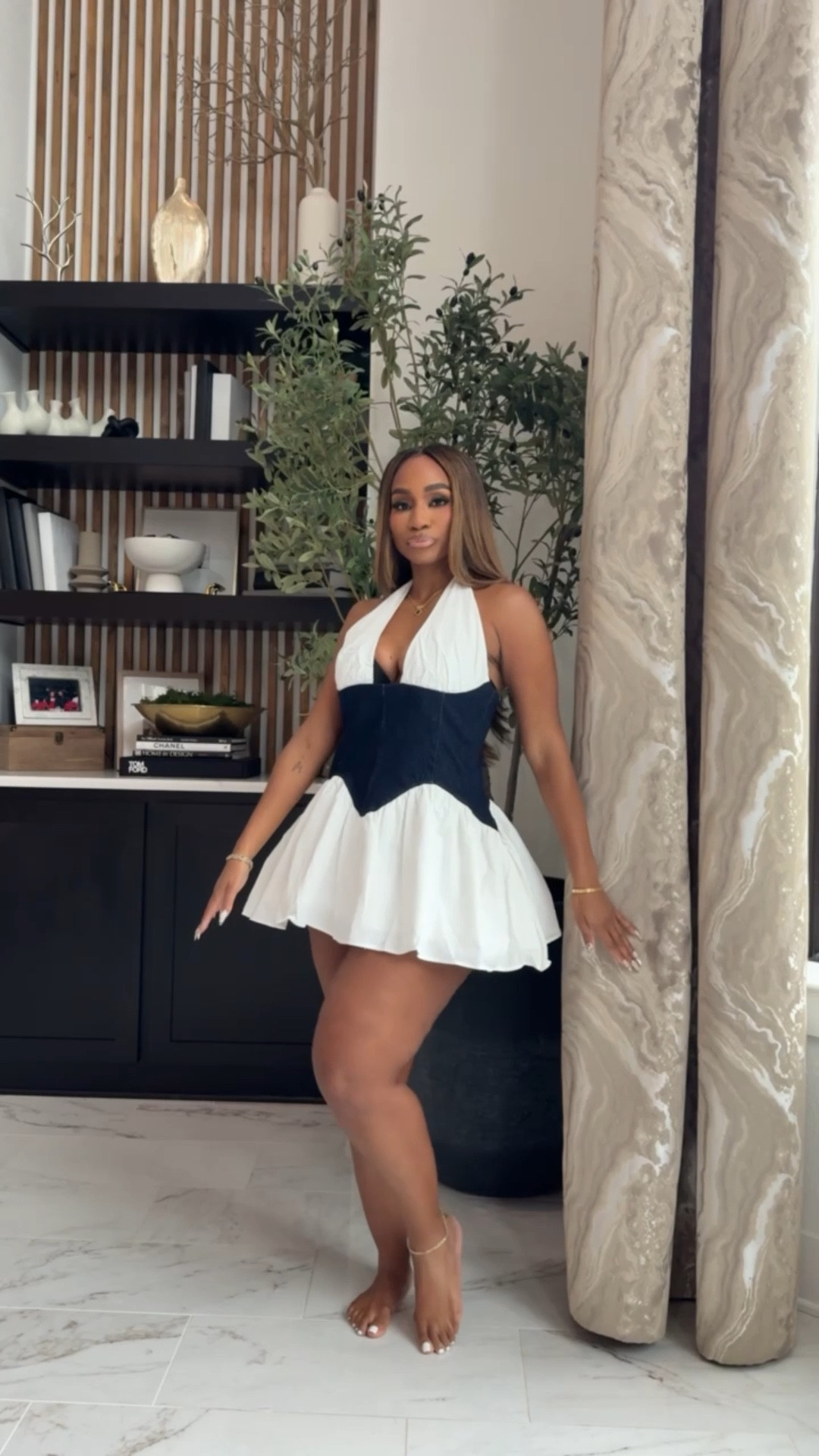 spring dresses for a special occasion! Mini halter dress with denim waist detail!

#LTKMidsize #LTKootd