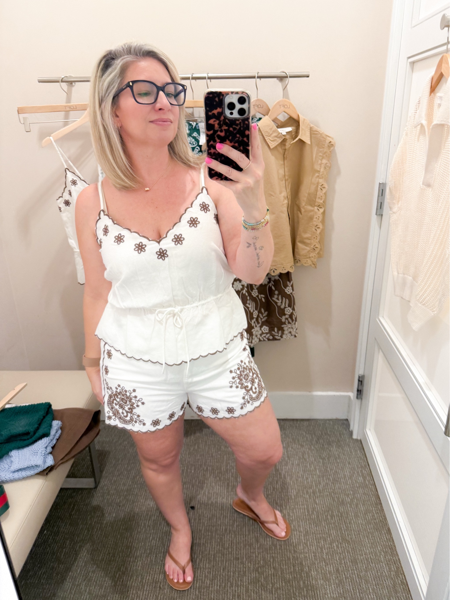 I love this white embroidered set. Currently on sale at #loft. 

#matchingset #Summeroutfit  

 #LTKootd #LTKOver40 #LTKPetite