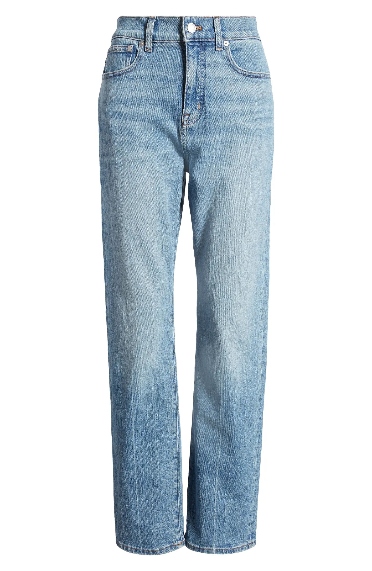 The '90s Creased High Waist Straight Leg Jeans | Nordstrom