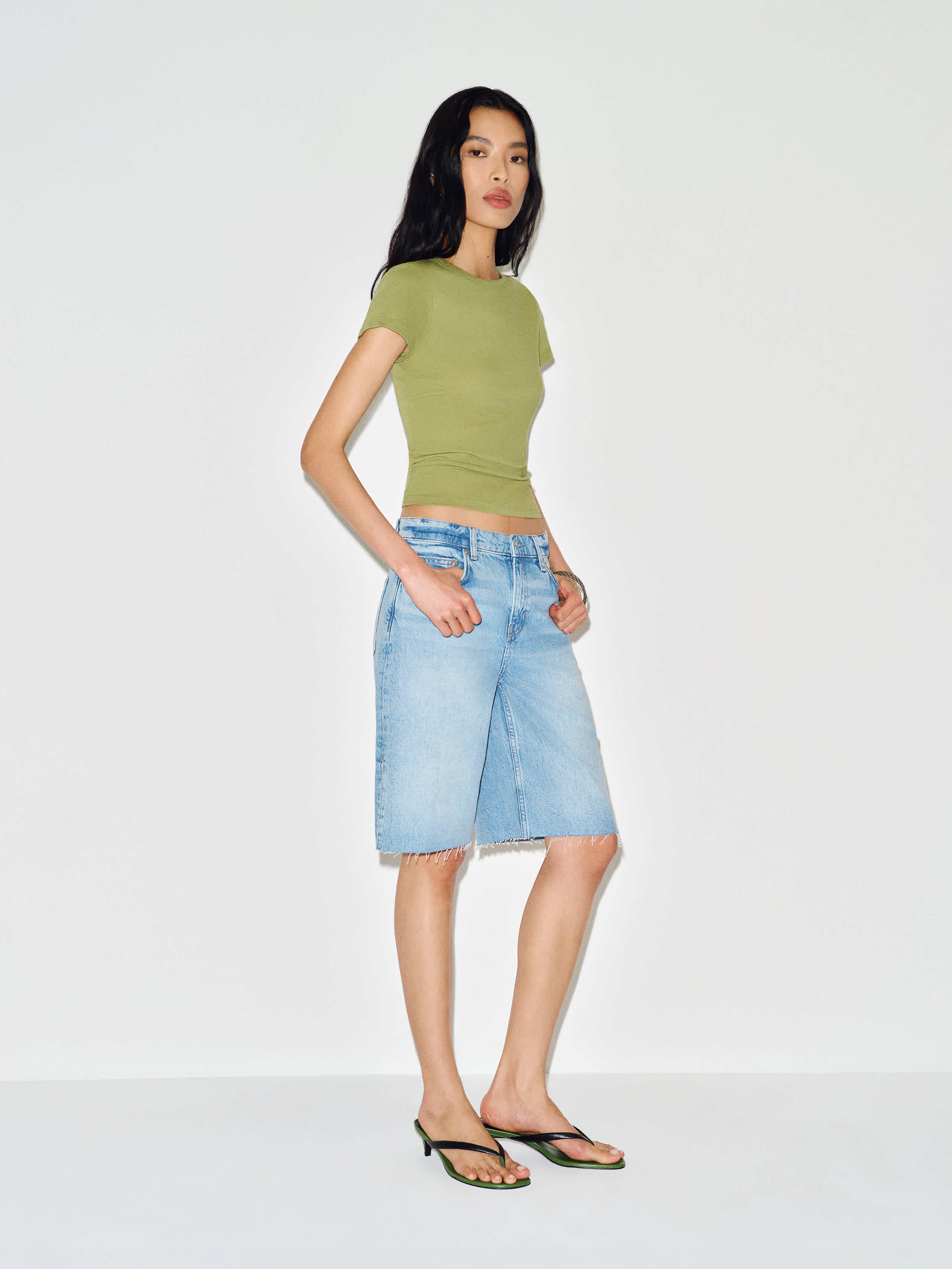 Reformation Max Slim T-Shirt Green Bean XS | Reformation (Global)