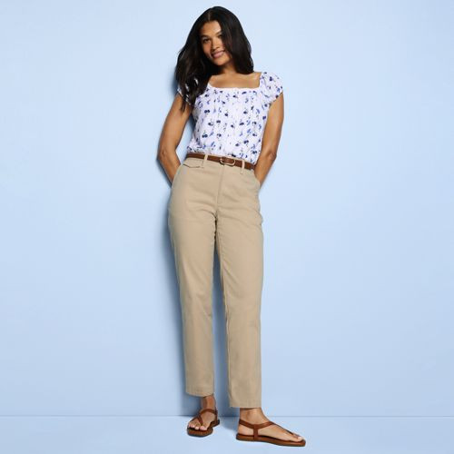 Women's Knockabout Chino High Rise Straight Leg Pants - Lands' End - Brown - 4 | Lands' End (US)