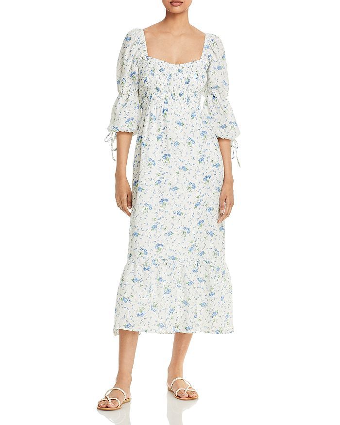 Marita Midi Smocked Square Neck Floral Dress | Bloomingdale's (US)