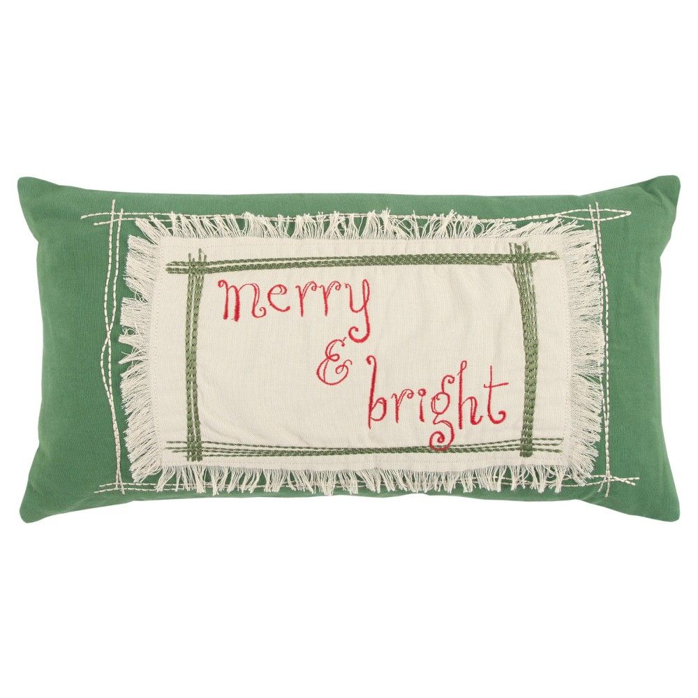 Throw Pillow Rizzy Home Green Red White | Target