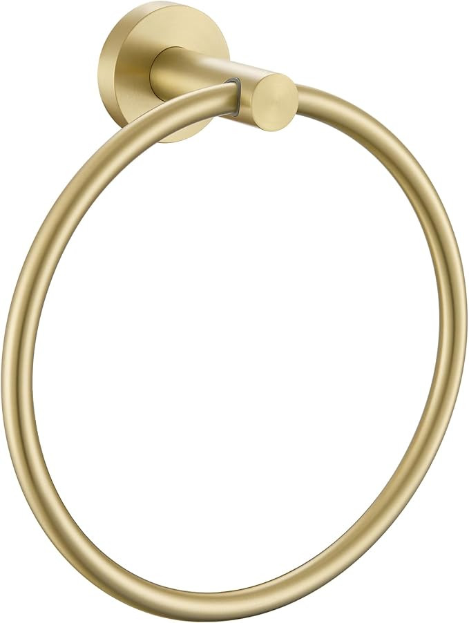Round Towel Ring, Brushed Gold, 304 Stainless Steel, Wall Mount | Easy-Reach Hand Towel Storage, ... | Amazon (US)