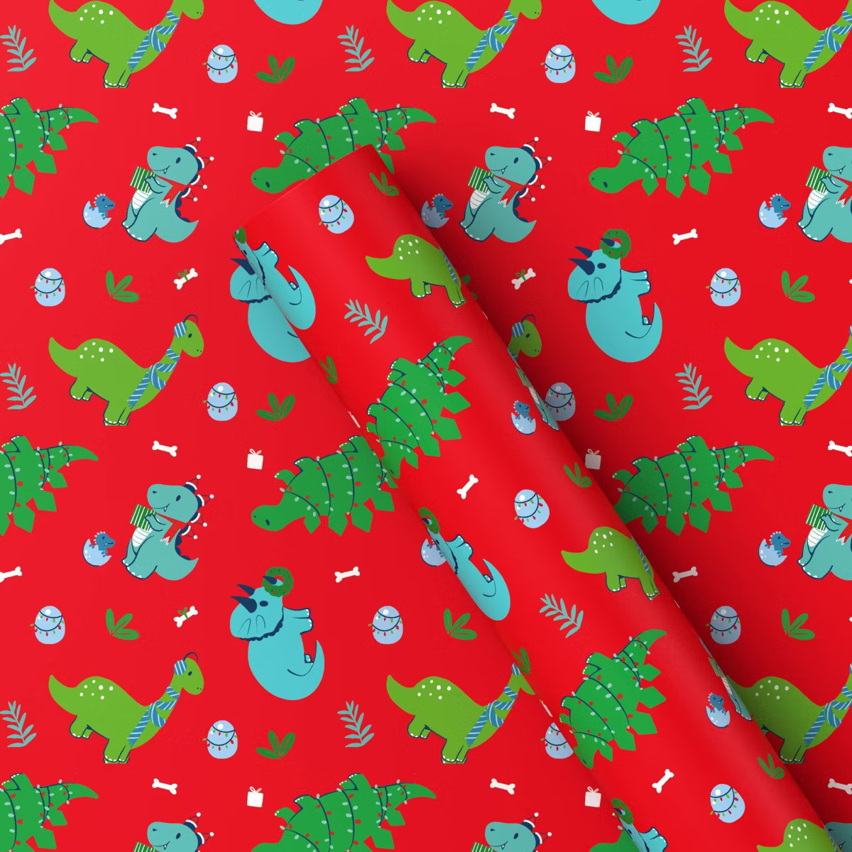50 sq ft Dinosaurs Christmas Gift Wrap Red - Wondershop™ | Target