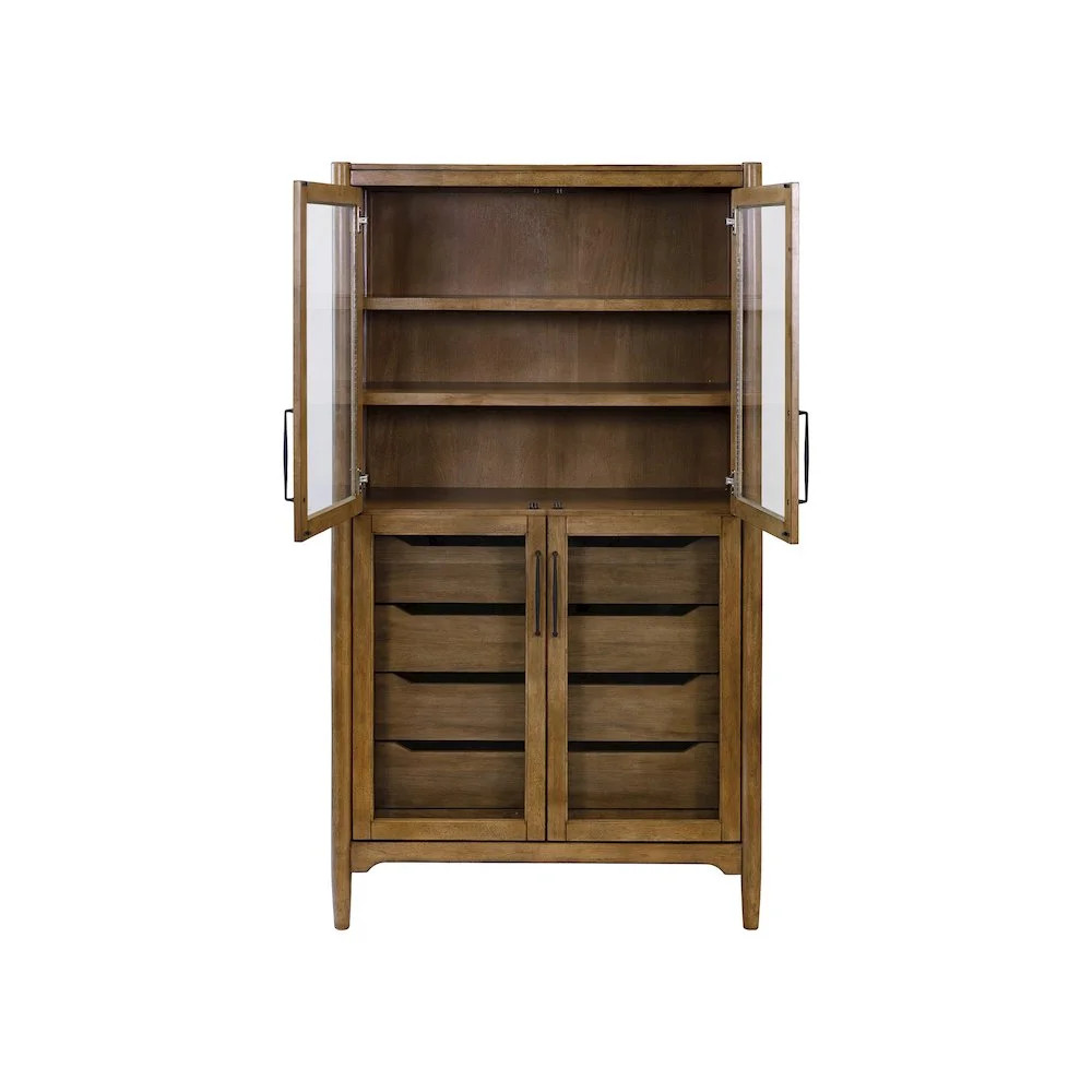 Modern Wood Display Cabinet Dining Storage Bookcase Fully Assembled Brown | Walmart (US)