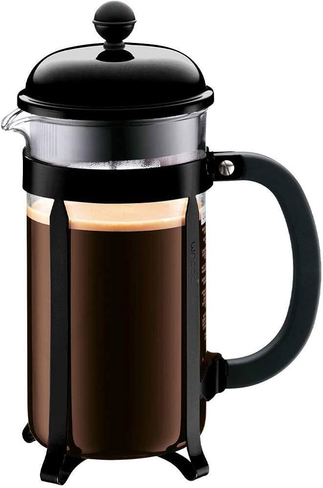 Bodum 34oz Chambord French Press Coffee Maker, High-Heat Borosilicate Glass, Stainless Steel, Bla... | Amazon (US)