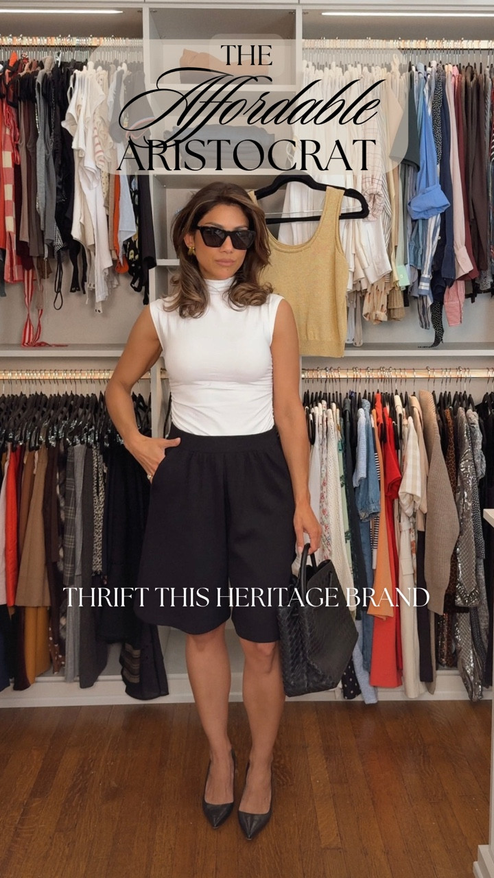 Most people walk right past this brand at the thrift store and have no idea what they’re leaving behind.

St. John is one of those quietly powerful American heritage brands that defined polished, feminine dressing for decades.

Founded in 1962, St. John became known for its signature knitwear, immaculately constructed pieces that hold their shape, flatter the body, and feel as luxurious as they look. Think effortless elegance, the kind you would expect to see at a country club luncheon or a Ralph Lauren campaign.

At its peak, St. John sat firmly in the luxury space, with price tags to match.

But here is the secret. Because it is not “trendy,” it is wildly overlooked in thrift stores and online consignments.

Which means you can easily score their separates, often for under $20.

Why it is worth investing in, even secondhand:
– The quality is exceptional and these pieces last decades
– The silhouettes are classic, not trend-driven
– It aligns perfectly with a timeless, refined aesthetic
– It elevates your wardrobe instantly without overspending

Bonus: today I am styling a pair of St. John Bermuda shorts. If you do not think Bermudas are flattering, this post is for you.

Follow for more “Affordable Aristocrat” finds: home and wardrobe luxury, without the trust fund.