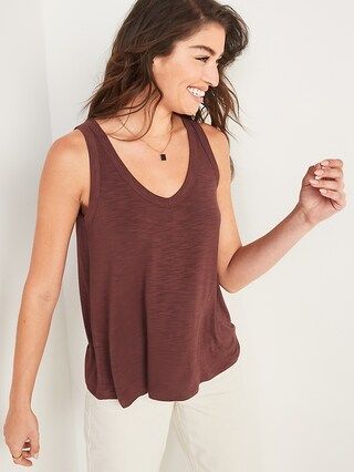 Luxe Slub-Knit V-Neck Tank Top for Women | Old Navy (US)