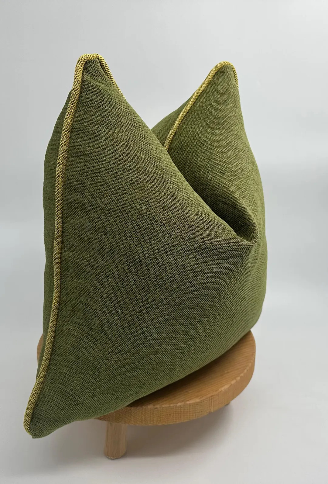 Green Linen Pillow Cover With Yellow Linen Pipping,grass Green Soft Pillow,thick Textured Cushion... | Etsy (US)