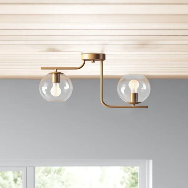 Bedonia 2 Light Glass Semi Flush Mount | Wayfair North America