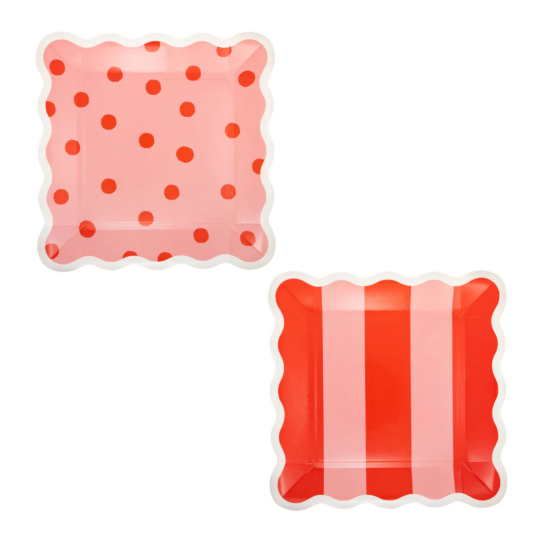Occasions Beary Loved Stripe and Polka Plate Set | My Mind's Eye