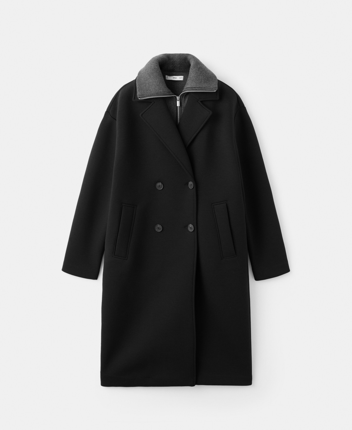 Mango Women's Long Combined Coat - Black | Macy's