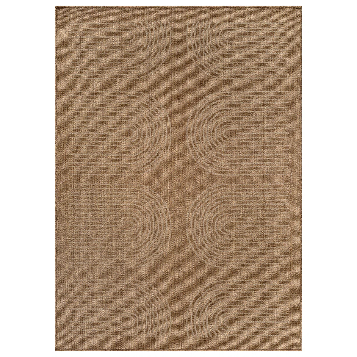 Geometric Border Sand/Natural Easy-Care Jute-Style Indoor/Outdoor Flat Woven Area Rug | Wayfair North America