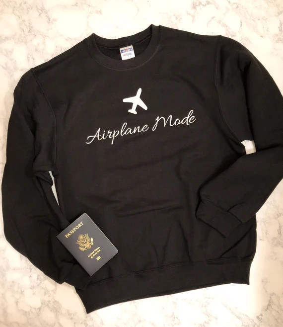 Airplane Mode Sweatshirt Black Unisex Sizing | Etsy | Etsy (US)