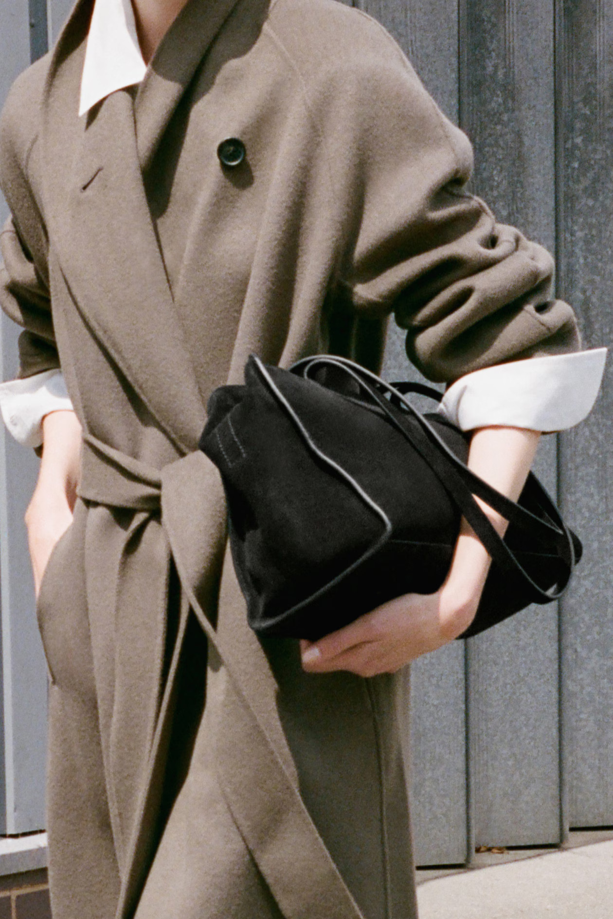 BELTED DOUBLE-FACED WOOL LONG COAT - BROWN | COS GB | COS UK