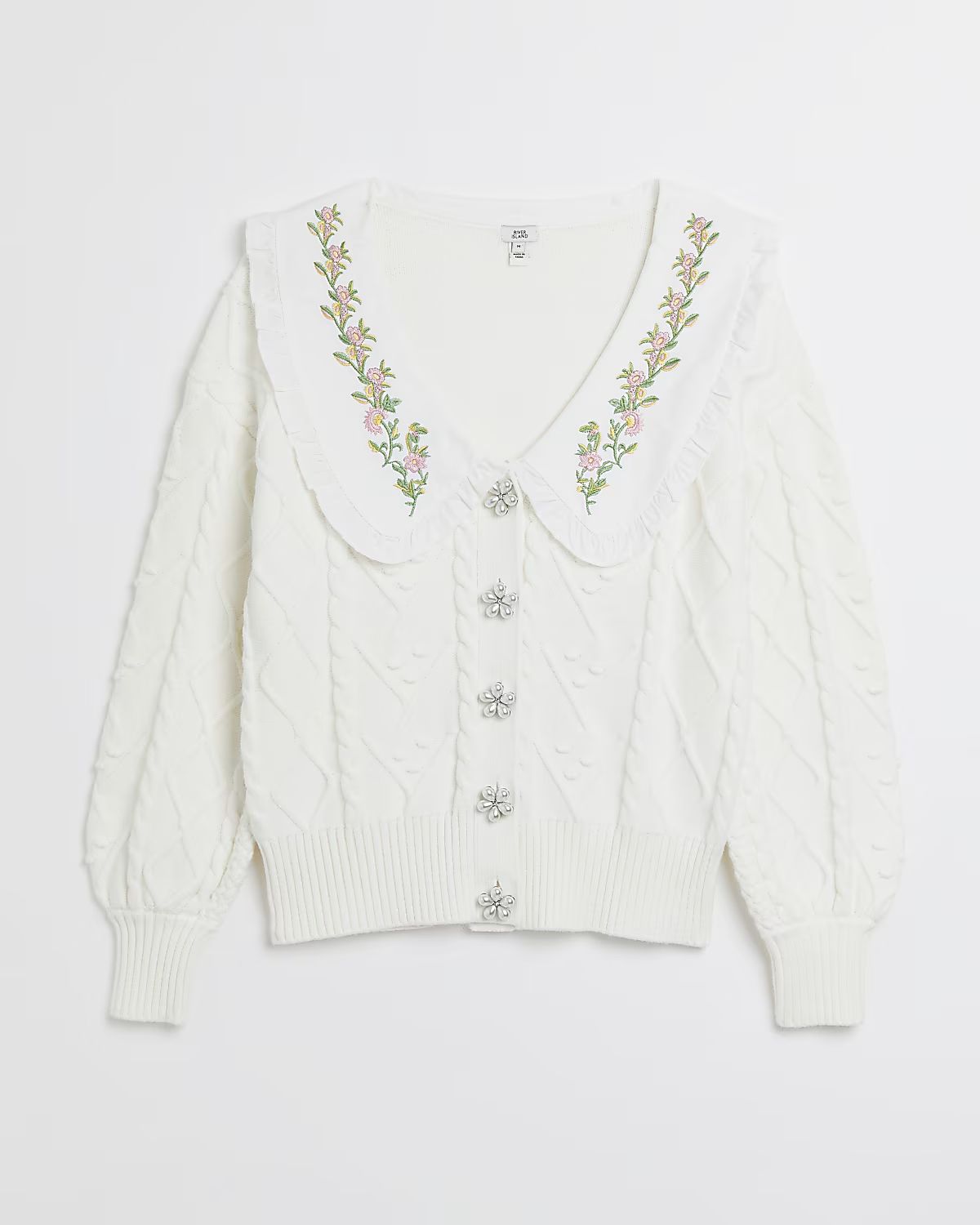 Cream cable knit cardigan | River Island (UK & IE)
