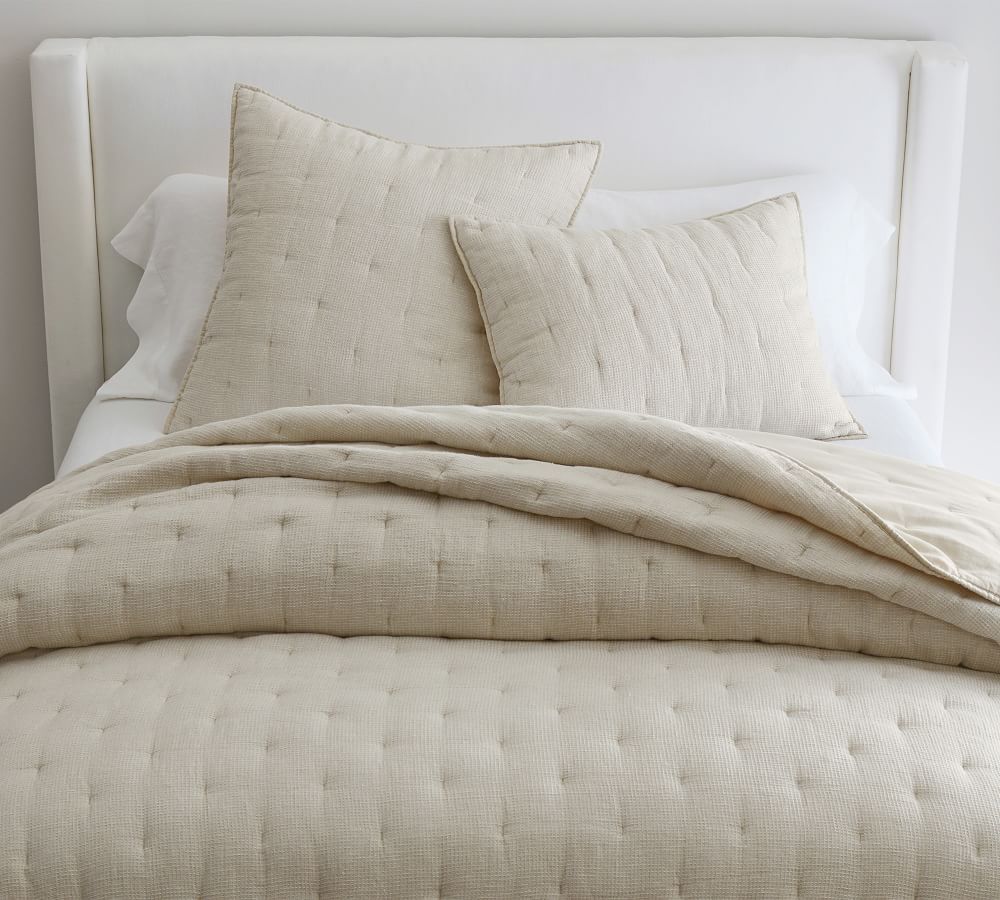 Belgian Flax Linen Waffle Quilt, King/Cal. King | Pottery Barn (US)