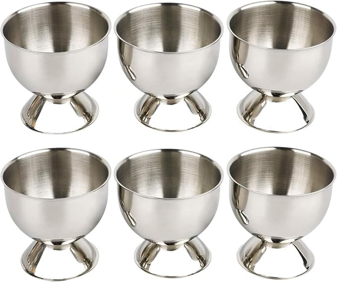 Egg Cup Holder Set for Soft Boiled Eggs Include 6 Stainless Steel Egg Tray Kitchen Tool | Amazon (US)