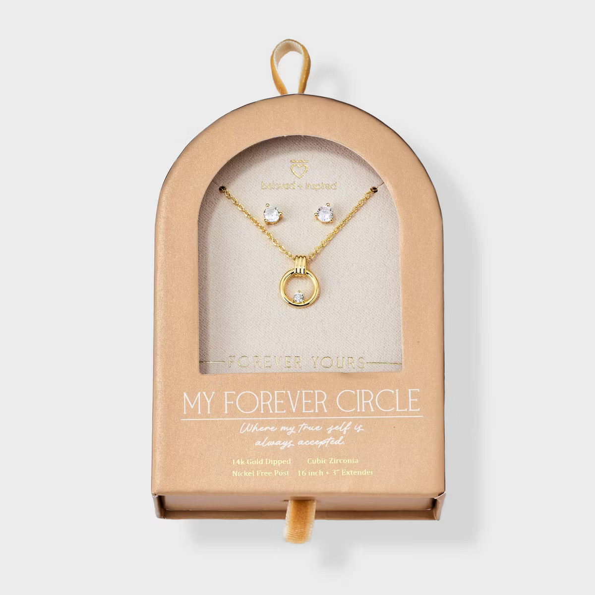 Beloved + Inspired 14K Gold Dipped Necklace and Earring Set 2pc | Target