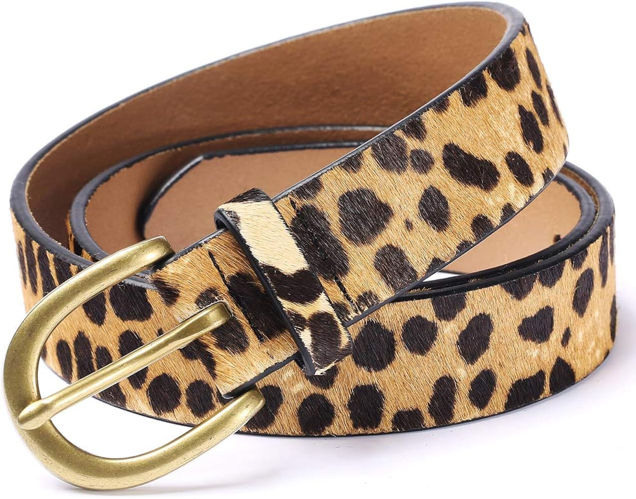JIEDE Leopard Print Belt for Women Genuine Leather Waist Belts for Jeans | Amazon (US)