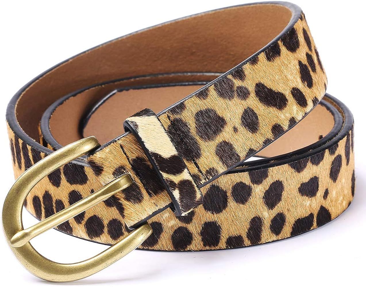 JIEDE Leopard Print Belt for Women Genuine Leather Waist Belts for Jeans | Amazon (US)