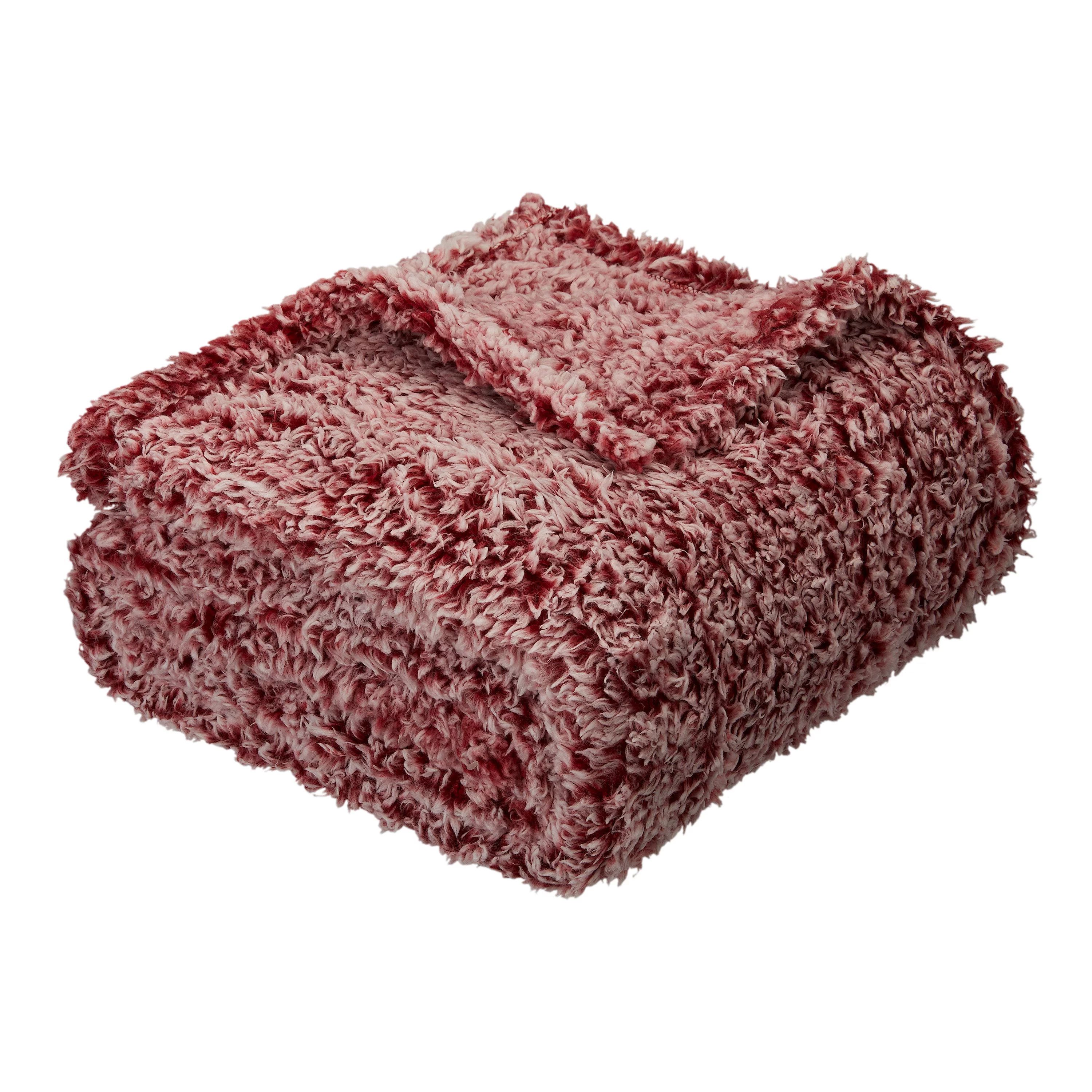 Mainstays Extra Plush Lightweight Sherpa Throw Blanket, 50" X 60", Red | Walmart (US)