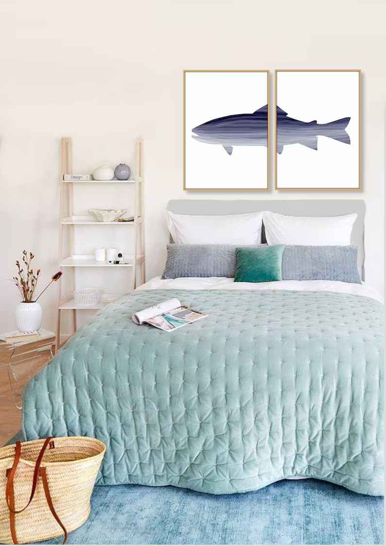 Trout Print Set of 2 Trout Fish Set Modern Lake House Decor | Etsy | Etsy (US)