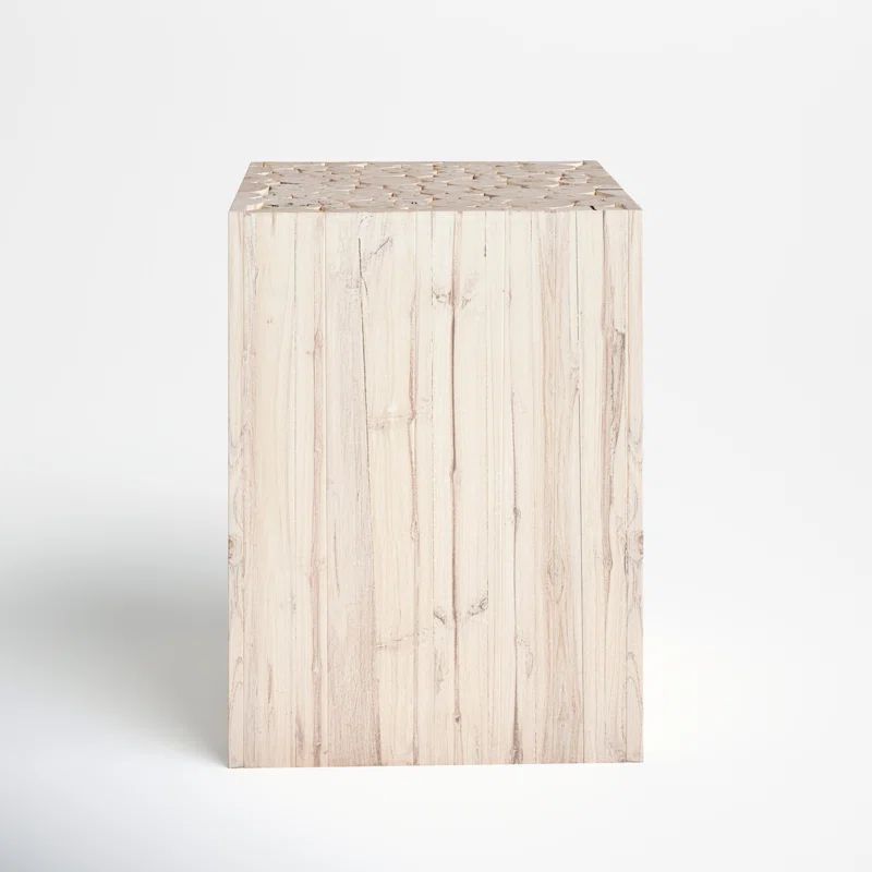 Fonda 24'' Tall Solid Wood Block End Table | Wayfair North America
