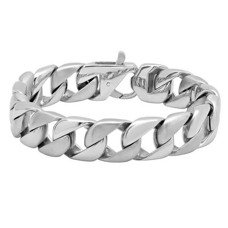 Men's 15mm High-Polished Stainless Steel Chunky Link Chain Bracelet | Walmart (US)