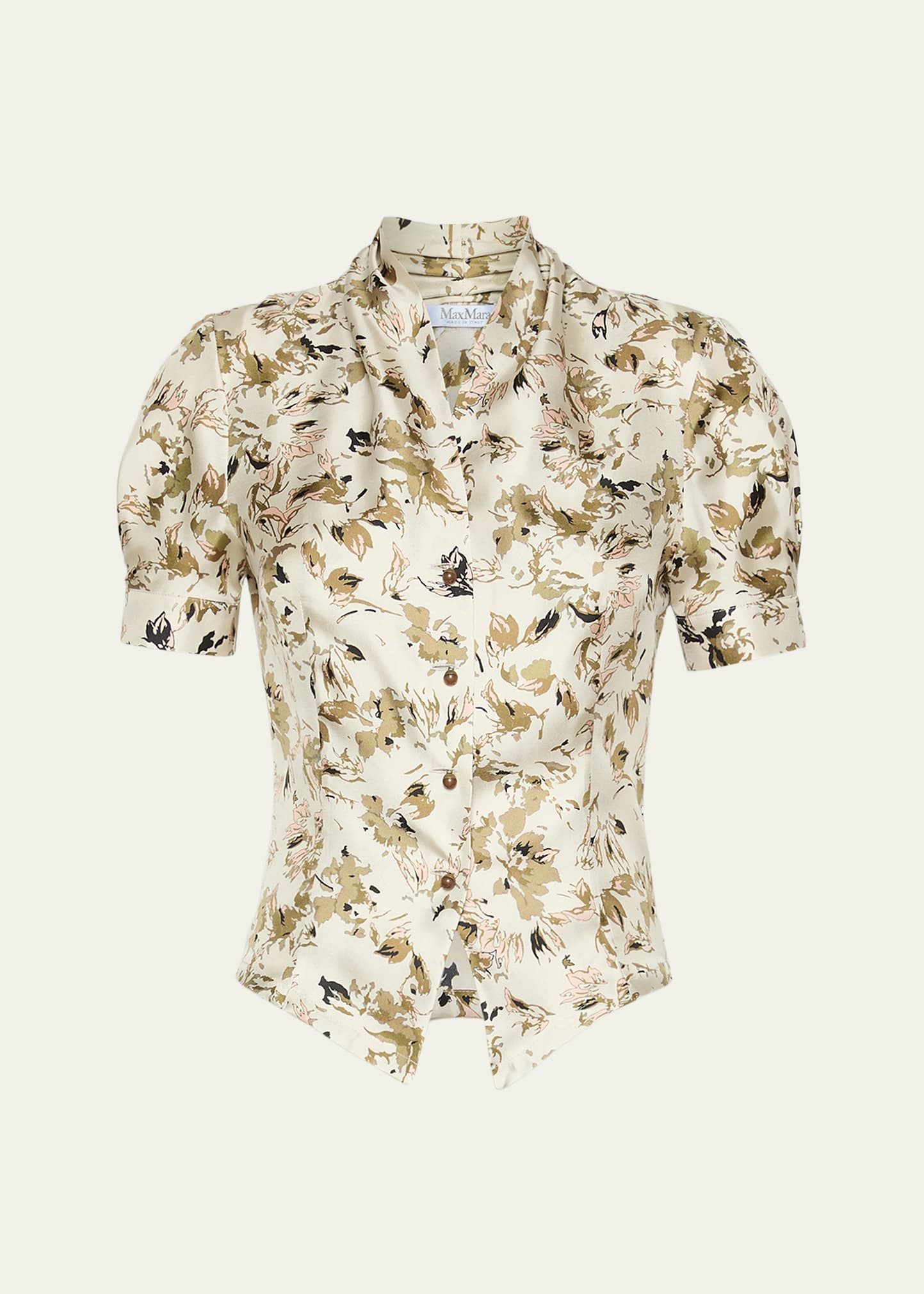 Max Mara Short-Sleeve Printed Silk Top | Bergdorf Goodman