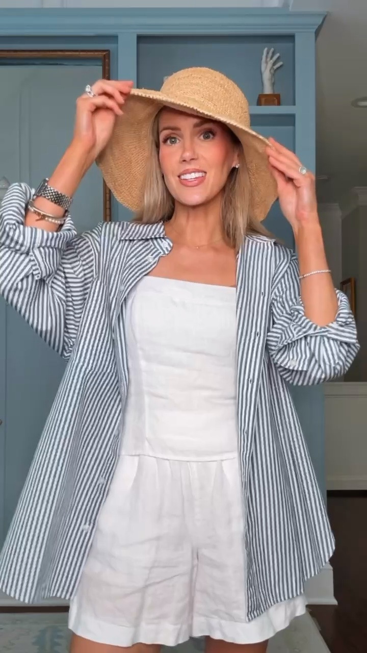 This linen set from Quince is such a good option for warm summer days. I layered it with an oversized cotton button-up and added a bucket hat for a relaxed look that still feels styled.

#LTKdayinmylife #LTKgrwm #LTKootd