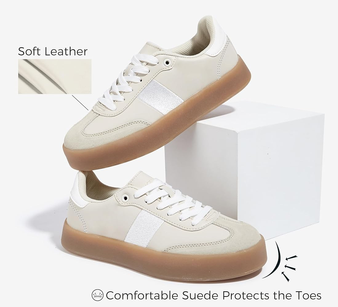 LUCKY STEP Women's Retro Sneakers Fashion Classic Casual Tennis Platform Gum Sole Anti Slip Footw... | Amazon (US)
