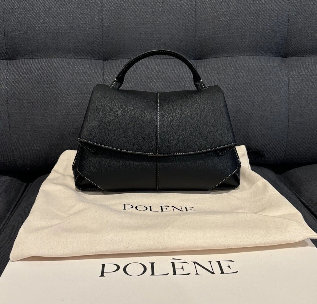 Brand New POLÈNE Mokki Edition Textured Black Leather Handbag - Made In Spain | eBay US