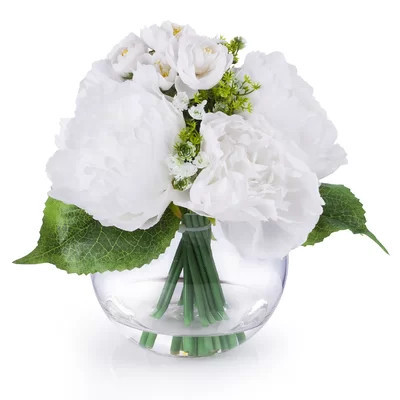 Mixed Peony Floral Arrangement in Vase | Wayfair North America
