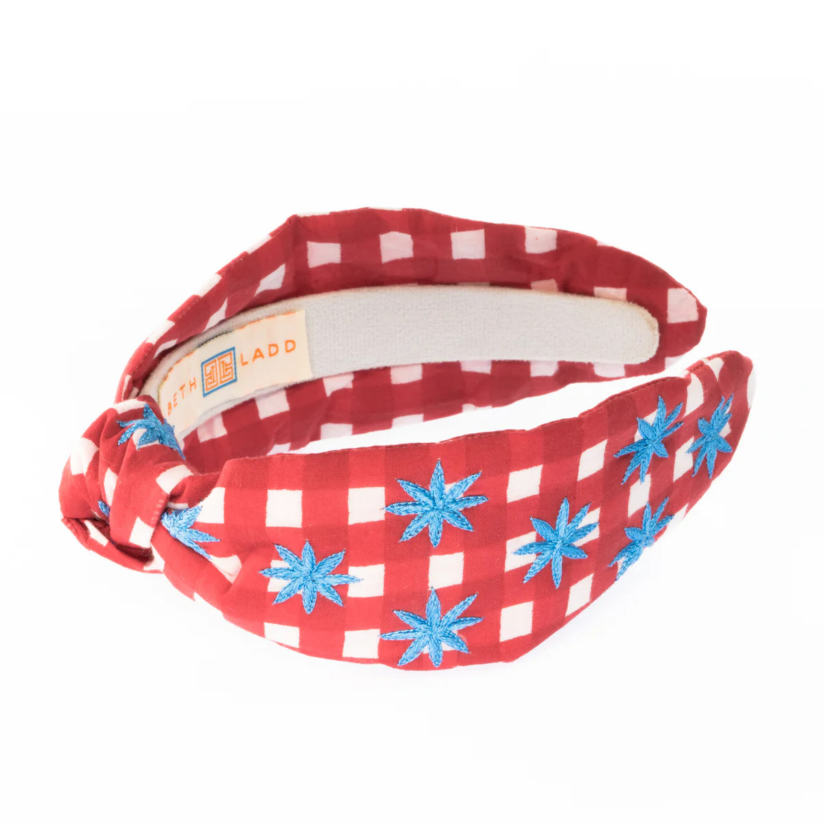 Red Gingham Headband with Blue Stars | Beth Ladd Collections
